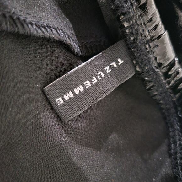 TLZ Femme Vinyl Pants Black PVC Patent Shiny Wet Liquid Straps Boot Cut Medium - Picture 9 of 14